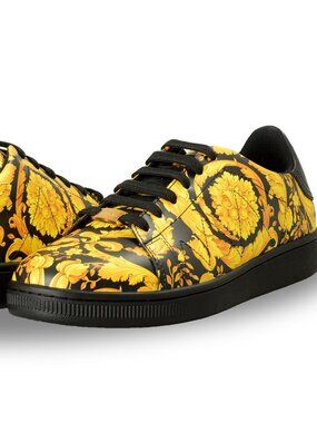 Versace Men's Baroque Signature Print 100% Leather Sneakers Shoes US 10 IT 43